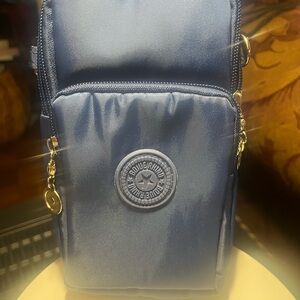 Blue Crossbody Organizer Bag with Front Pocket